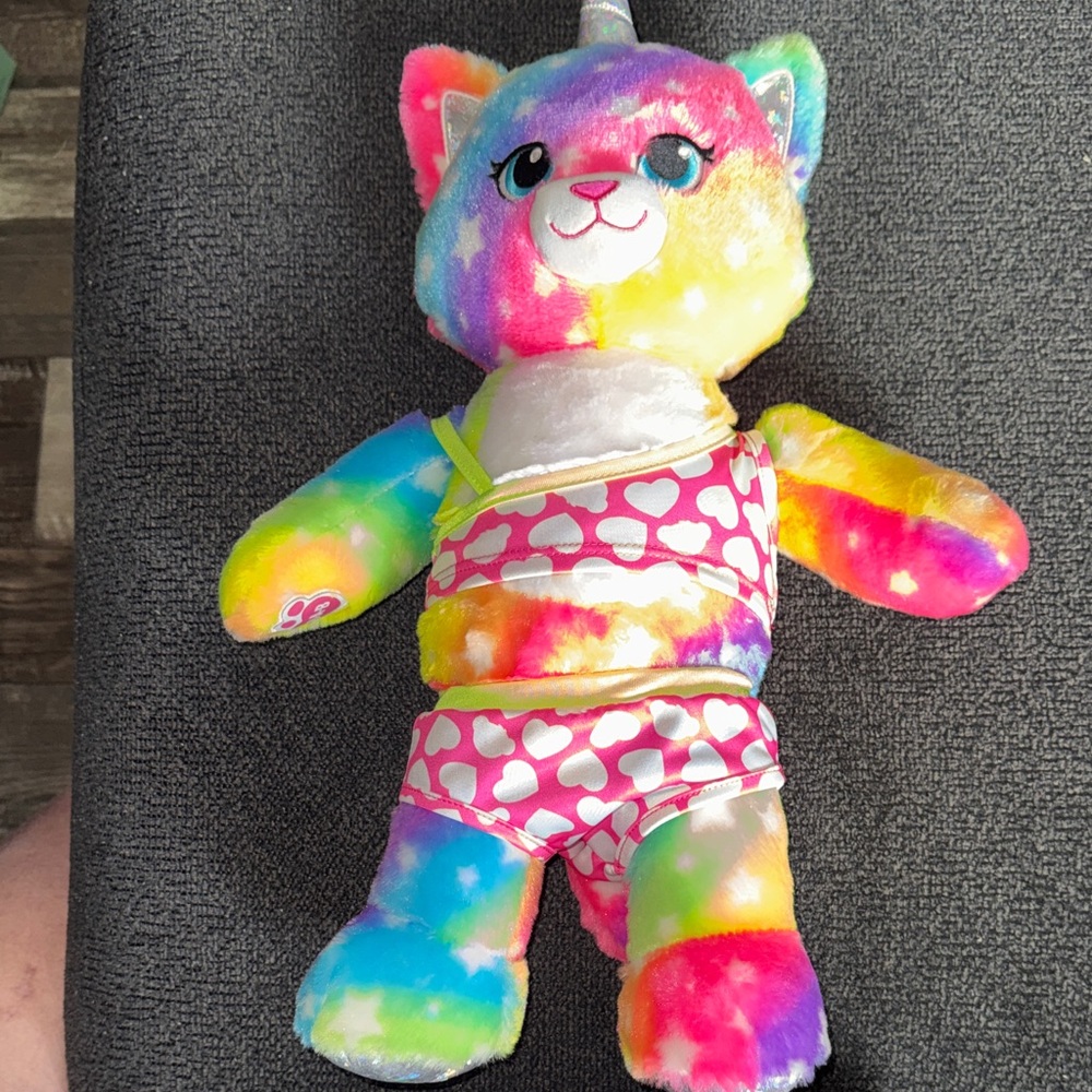 Build A Bear Kittycorn Unicorn Cat with Heart Bathing Suit